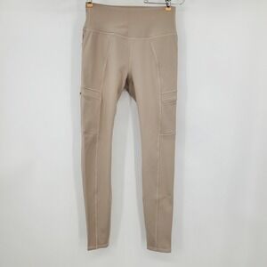Otos High Rise Cargo Leggings Tan Beige Side Pockets Size Small Yoga Actice Gym